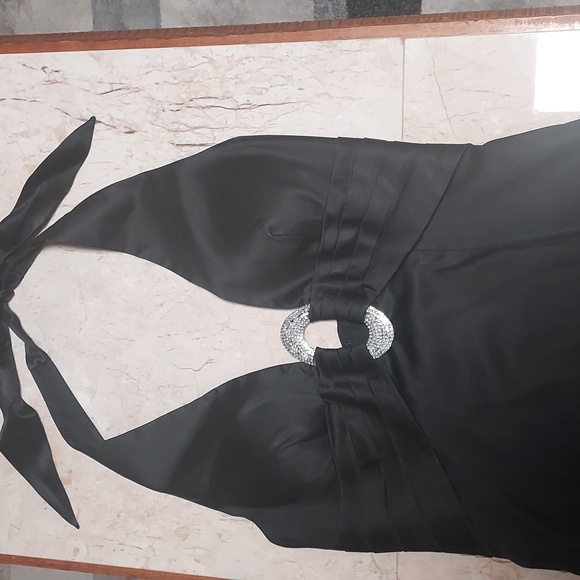 Vintage,Cache- Size 2, Black Haulter Streach Silk Midi . - Picture 3 of 9